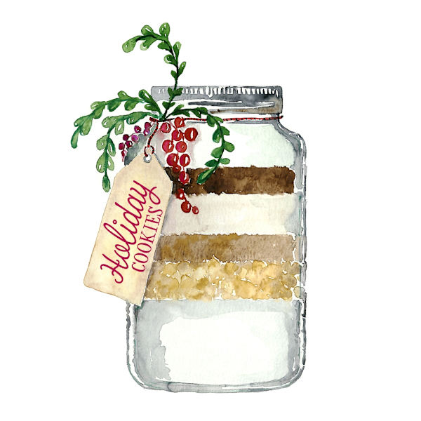 Holiday Cookies In A Jar MultiColor 30x40 cm