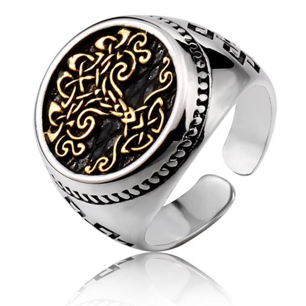 Ring - Nordisk Mytologi - Öppen ring Yggdrasil guld #7