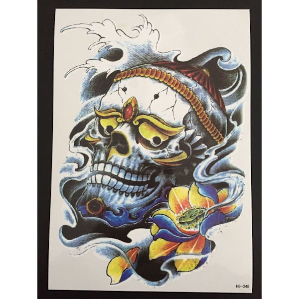 Midlertidig tatovering 21 x 15 cm – Lotus Skull