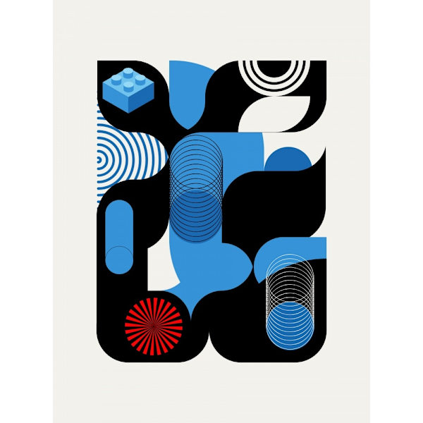 Geometrical Design In Blue MultiColor 70x100 cm