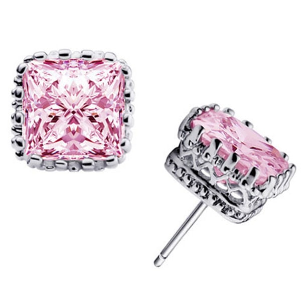 Vakre øredobber med rhinestone krystaller - sølv/rosa