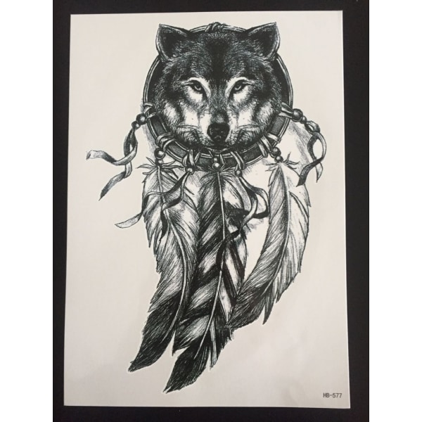 Tillfällig Tatuering 21 x 15cm - Spiritual Wolf