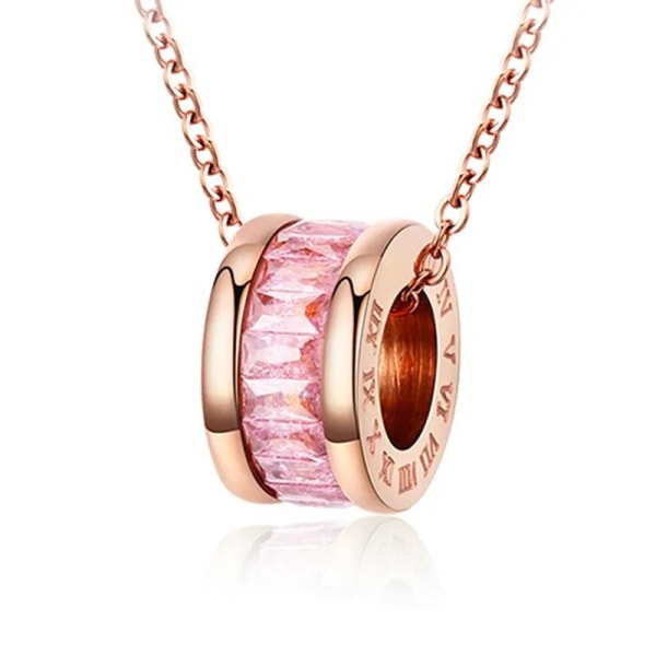 Rose guldfärgat ring halsband med kedja