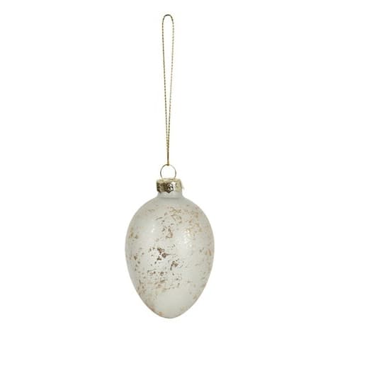 Frosted decoration egg – white and gold