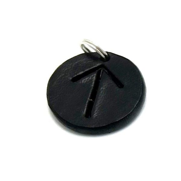 Handmade pendant with nordic rune made of swedish leather