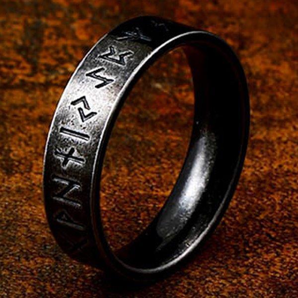 Ring - Nordisk Mytologi - Runor antik svart 6mm #13