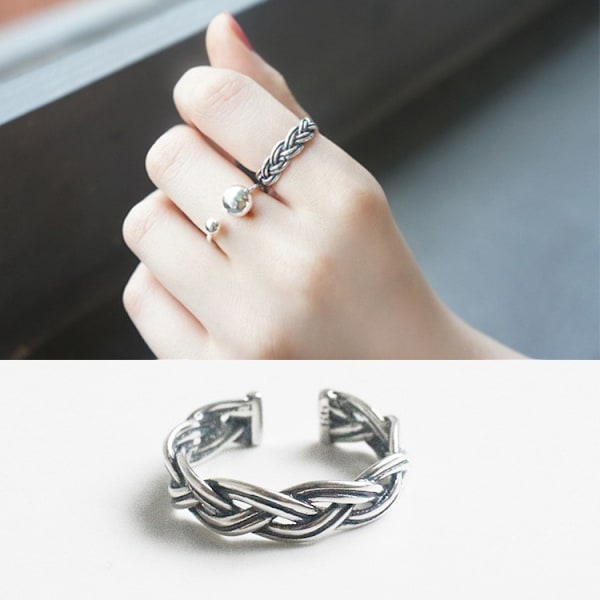 Äkta silverring, S925, Fläta
