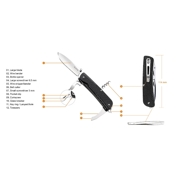 Ruike LD21-B Multitool / folding knife Svart