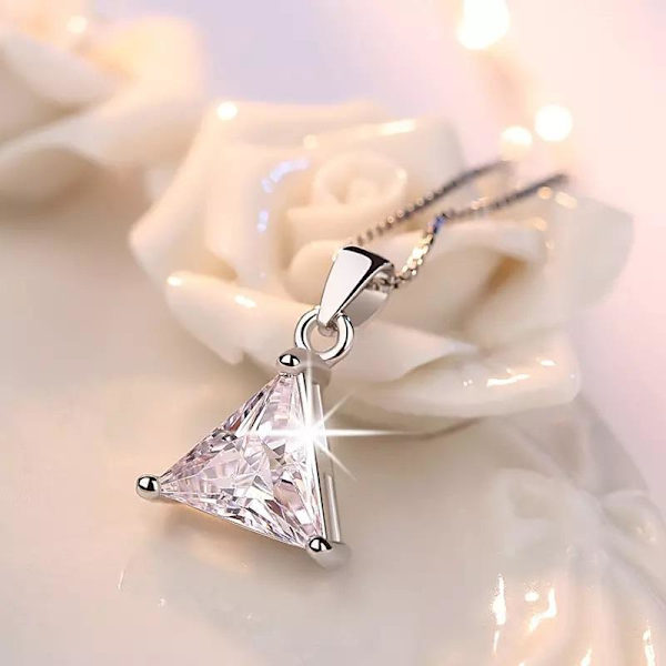 Triangle necklace - silver color with rhinestone