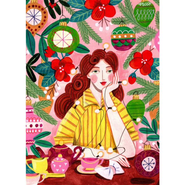 Retro Christmas Woman MultiColor 21x30 cm