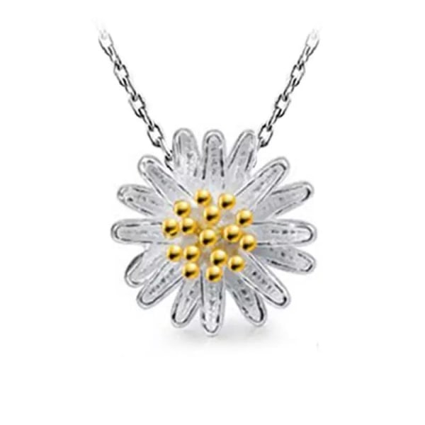 Flower necklace - silver color with gold color parts