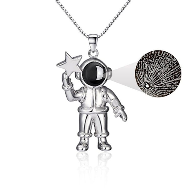 Astronaut projection necklace - silver color