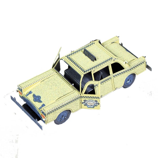 3D Puzzle Metal - Berømte køretøjer - Retro American Taxi farve