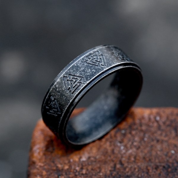 Ring - Nordic Mythology - Valknut antikk sort #11