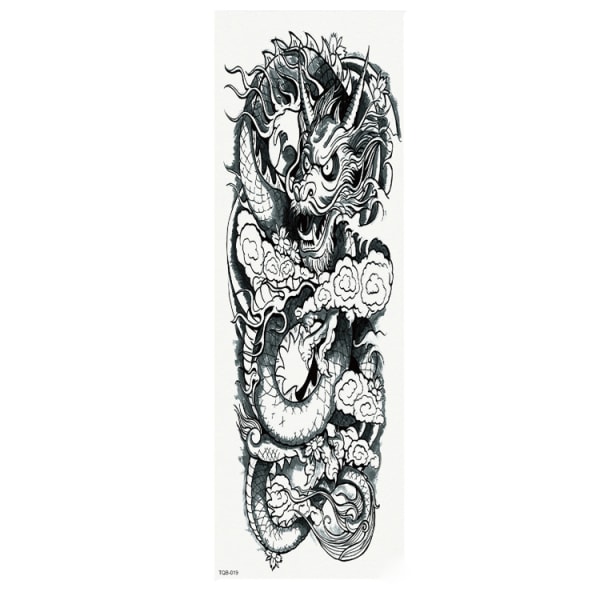 MERKINTÄ! KATSO KOKO! Väliaikainen tatuointi - 46x17cm lohikäärme