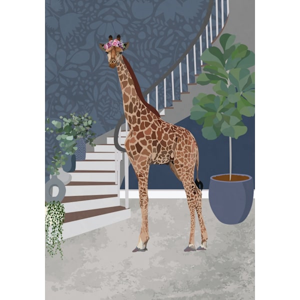 Giraffe By The Stairs MultiColor 21x30 cm