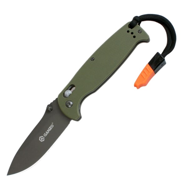 GANZO G7413 grön stentvättad m viselpipa - kniv fällkniv grön