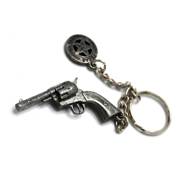 Kolser - Replika - Colt nyckelring med sheriffbricka Silvergrå