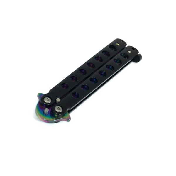 Træningskniv Balisong / Butterfly Black / anodiseret klinge Multicolor