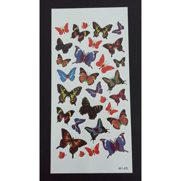 Tillfällig Tatuering 19 x 9cm - fjärilar