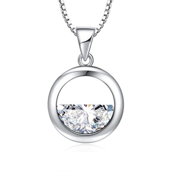 Necklace - silver color with rhinestone