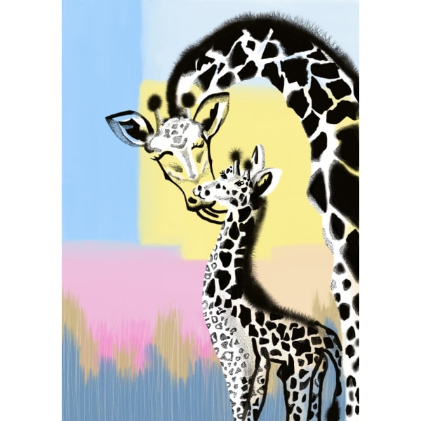 Mama Giraffe And Baby MultiColor 50x70 cm