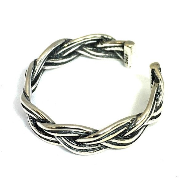 Äkta silverring, S925, Fläta