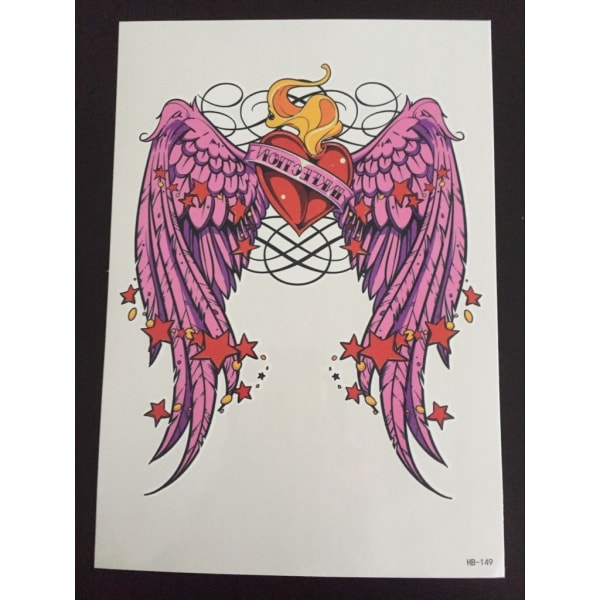 Tillfällig Tatuering 21 x 15cm - heart with wings