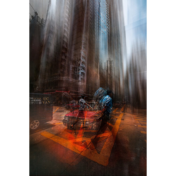 Chaos In The Streets Of Hk MultiColor 70x100 cm
