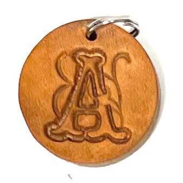 Handmade pendant of swedish leather with old english letter Nature A