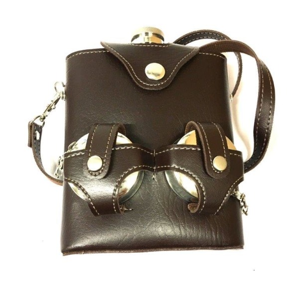 Hip-flask-set - fickplunta - 530 ml / 18 oz - Brown
