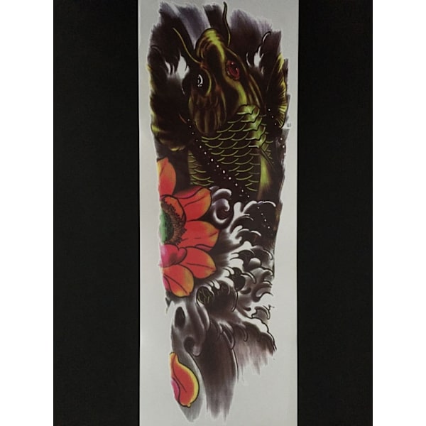 OBS! SE STØRRELSE! Midlertidig Tatovering - 46 x 17 cm - Koi
