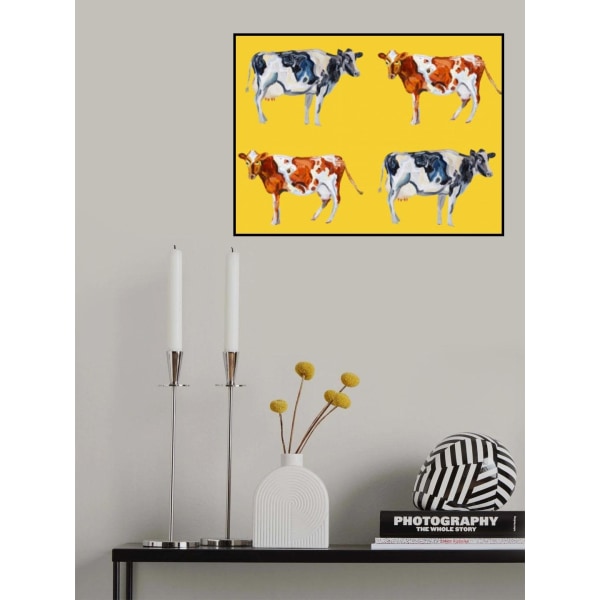 Cow Art On Yellow MultiColor 21x30 cm