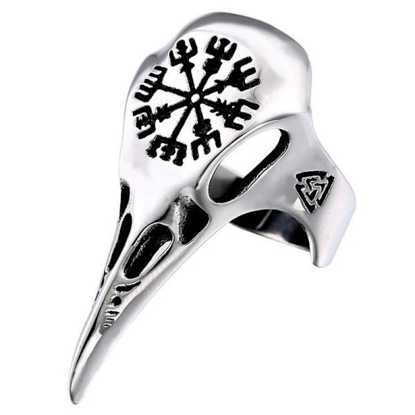 Ring - Nordic Mythology - Bird's head with Vegvisir #13