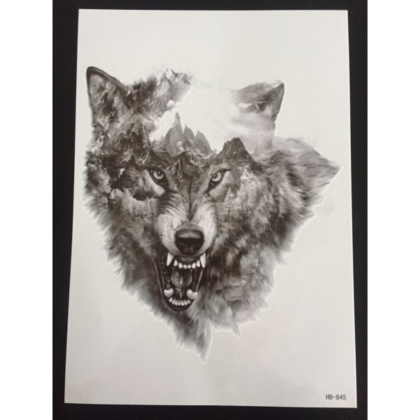 Tillfällig Tatuering 21 x 15cm - Wolf