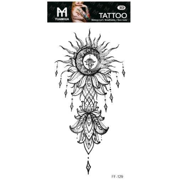 Tillfällig Tatuering 19 x 9cm - Tufft växtmotiv med måne
