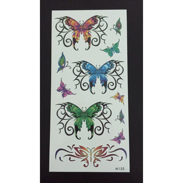 Midlertidig tatovering 19 x 9cm - sommerfugler