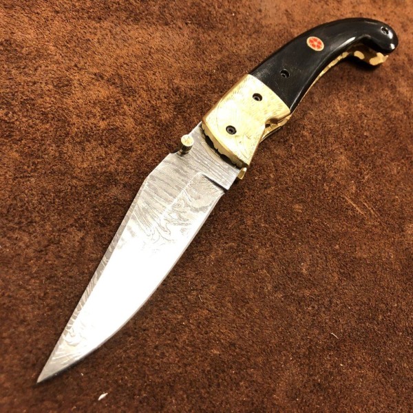 Håndlaget kniv - unik og vakker damaskus folding/jakt k Black