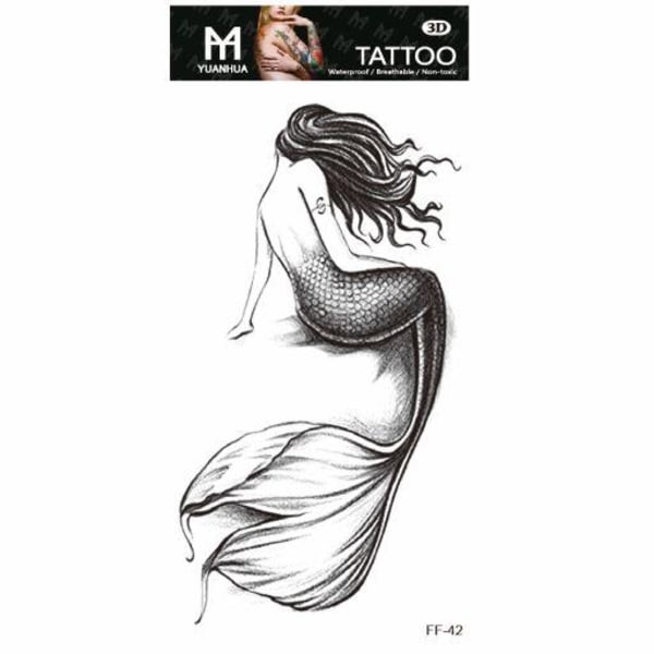 Väliaikainen tatuointi 19 x 9 cm - Merenneito