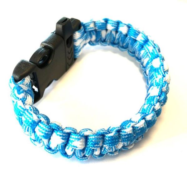 Simple Paracord bracelet blå vit 2