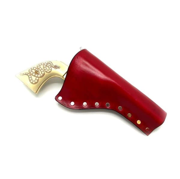 JJ Custom Works - Colt .45 Peacemaker Holster - Right - 4.75" - Red - Plain - Nickel Studs Right side - 4,75"