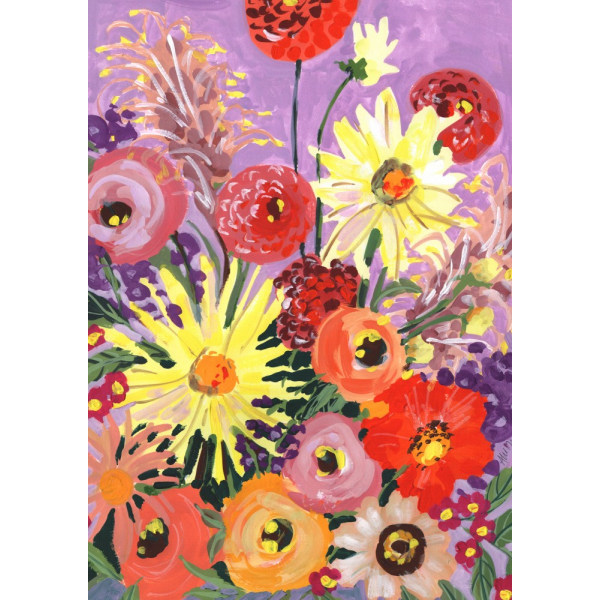 Solrike Asters og Anemoner MultiColor 70x100 cm