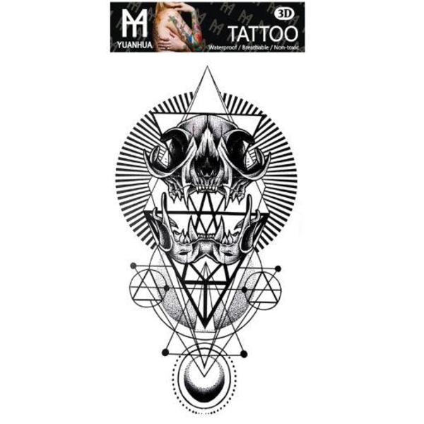 Väliaikainen Tatuointi 19 x 9cm - Erikoinen motiivi eläinten luilla ja kuvioilla