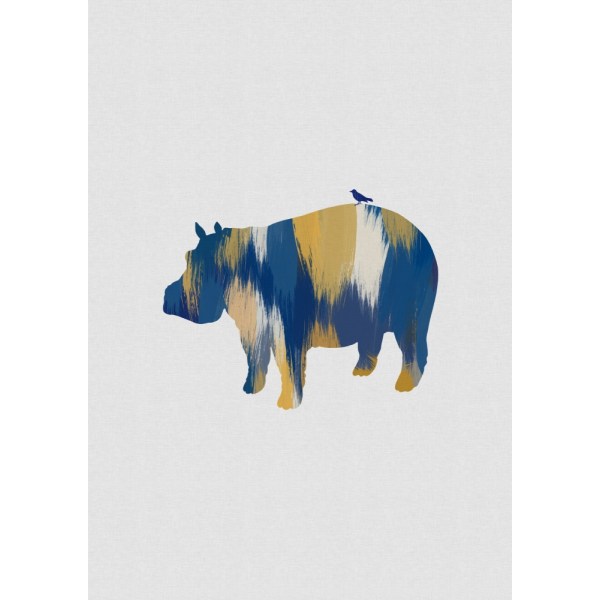 Blue A Yellow Hippo MultiColor 30x40 cm