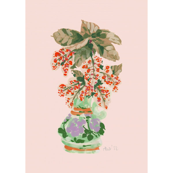 Blooming Vase In Red MultiColor 30x40 cm
