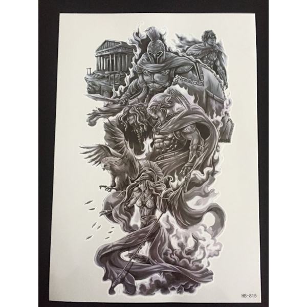 Tillfällig Tatuering 21 x 15cm - romerska gladiatorer