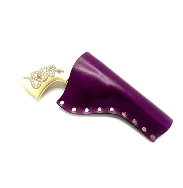 JJ Custom Works - Colt .45 Peacemaker Holster - Right - 4.75" - Violett - Plain - Nickel Studs Right side - 4,75"