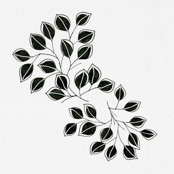 Flowing Leaves Black White MultiColor 50x70 cm