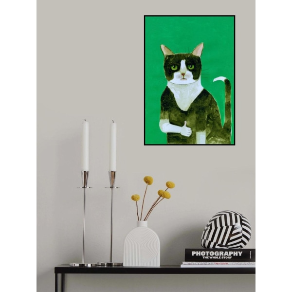 Smoking Cat Thumbs Up MultiColor 50x70 cm