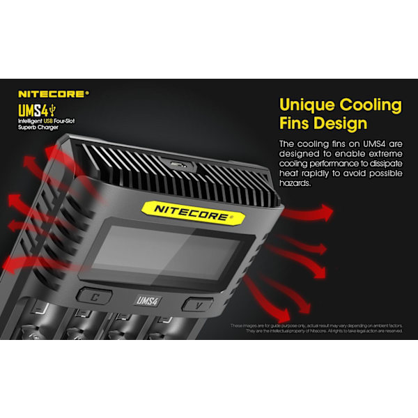 UMS4 - NITECORE Snabb USB Laddare Svart